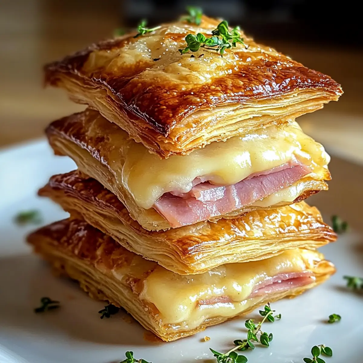 Crispy Ham & Cheese Puff Pastry Stacks for Gourmet Snacking