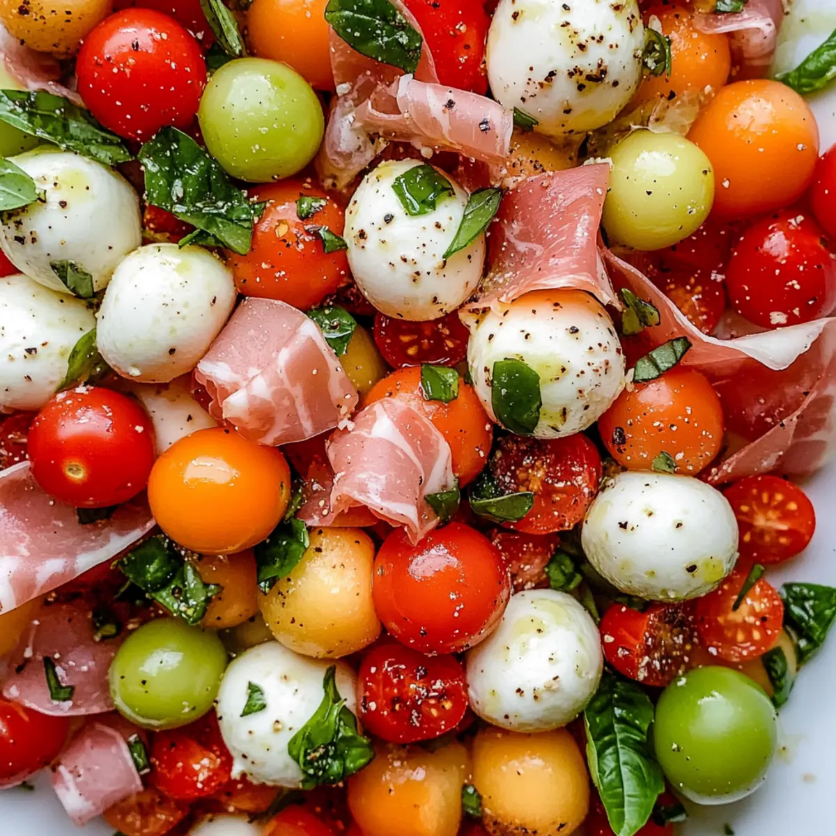 Delightful Caprese Melon Salad with Prosciutto and Mozzarella