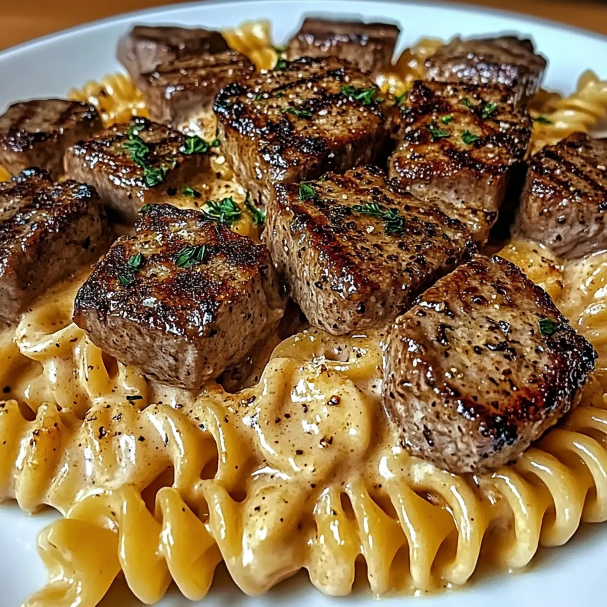 Creamy Garlic Butter Steak Bites with Spicy Cajun Alfredo Twist