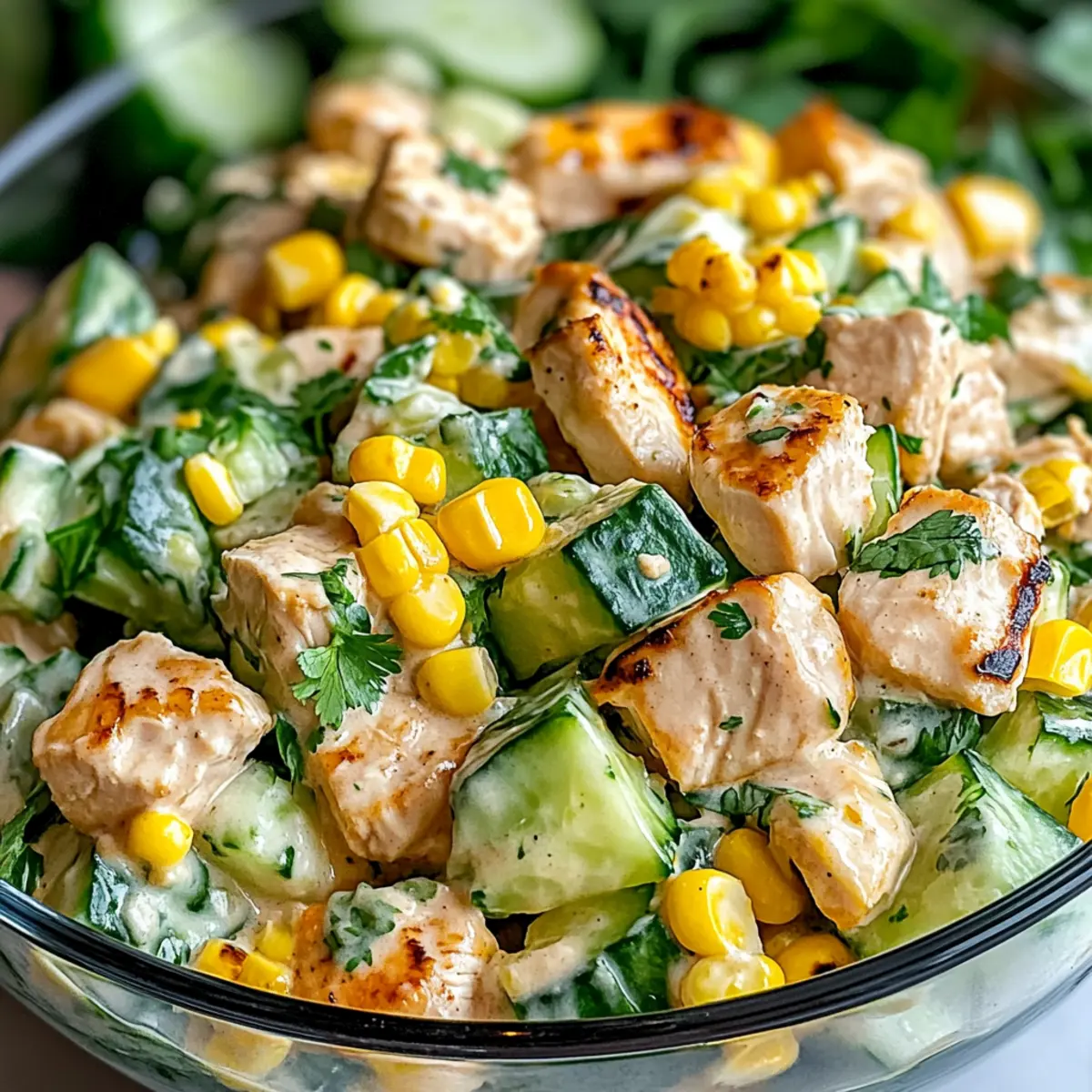 Street Corn Creamy Cucumber Chicken Salad for Cool Summer Days