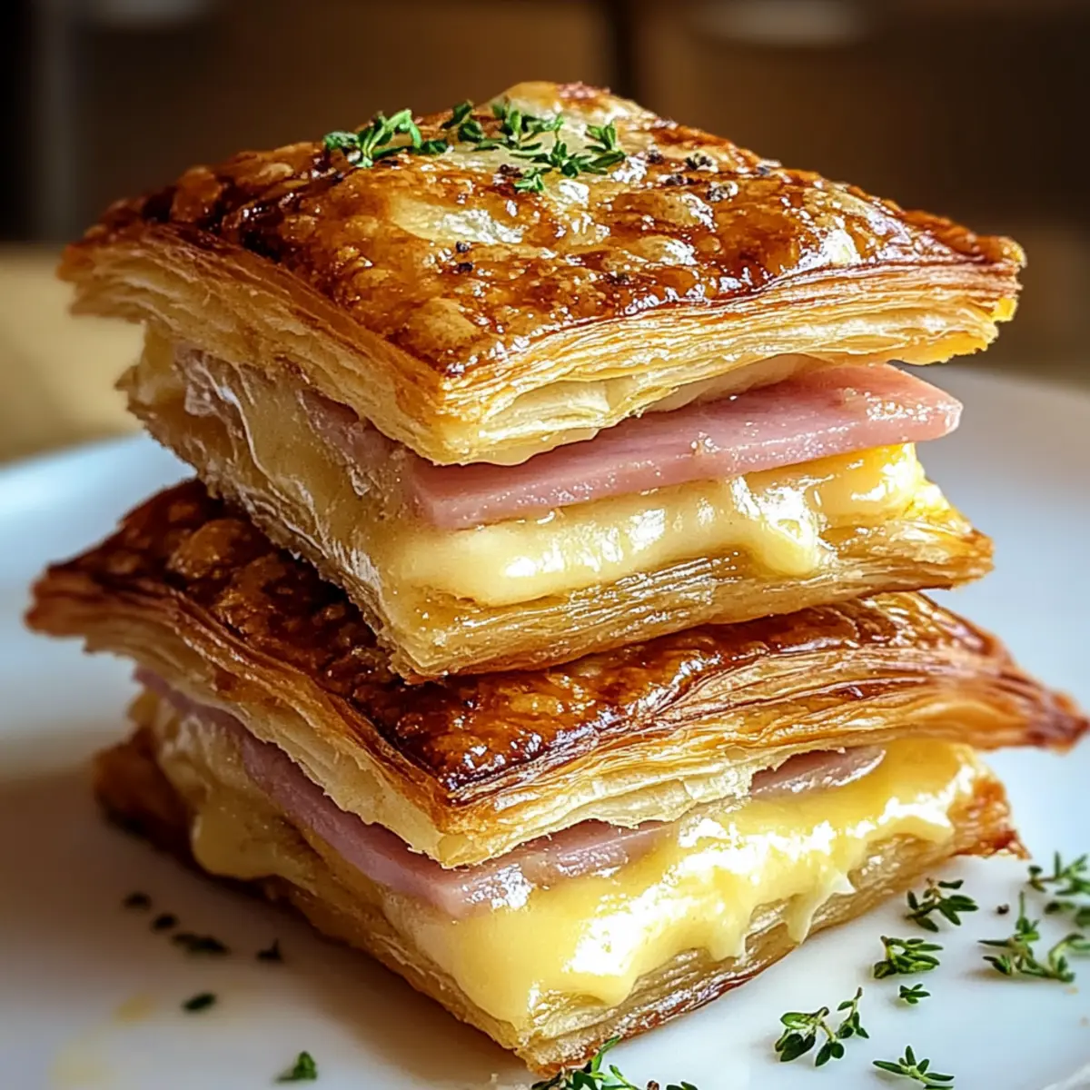Crispy Ham & Cheese Puff Pastry Stacks: A Savory Delight