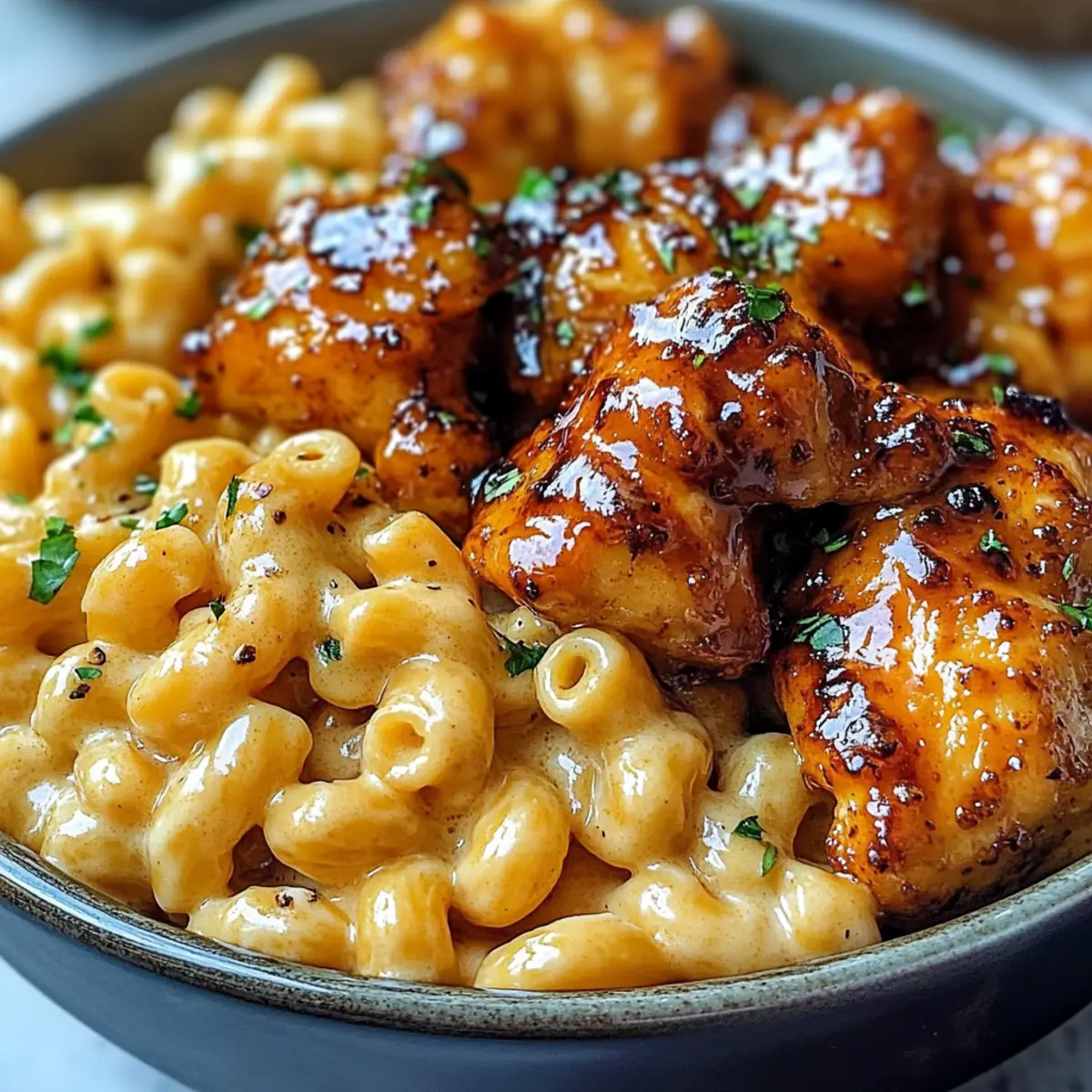 Honey Garlic Butter Chicken with Mac & Cheese: Creamy Comfort!
