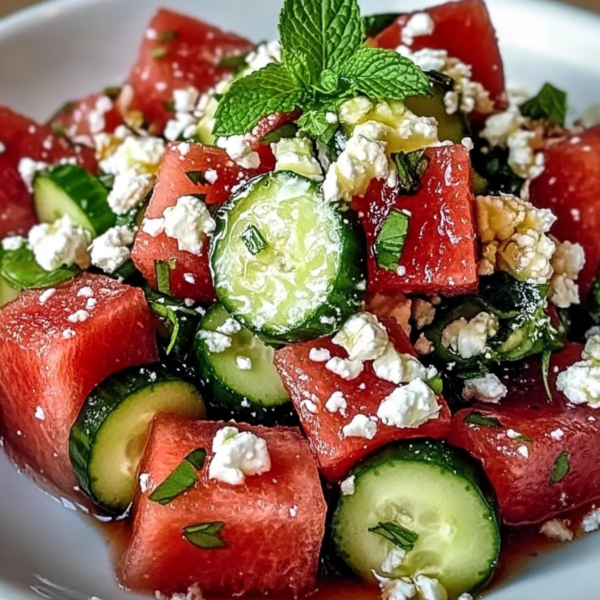 Refreshing Watermelon Feta Cucumber Salad for Hot Summer Days
