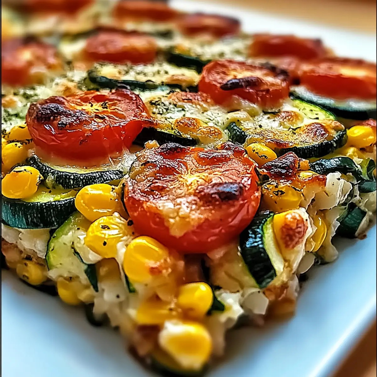 Cheesy Zucchini Corn Tomato Bake for a Cozy Summer Night