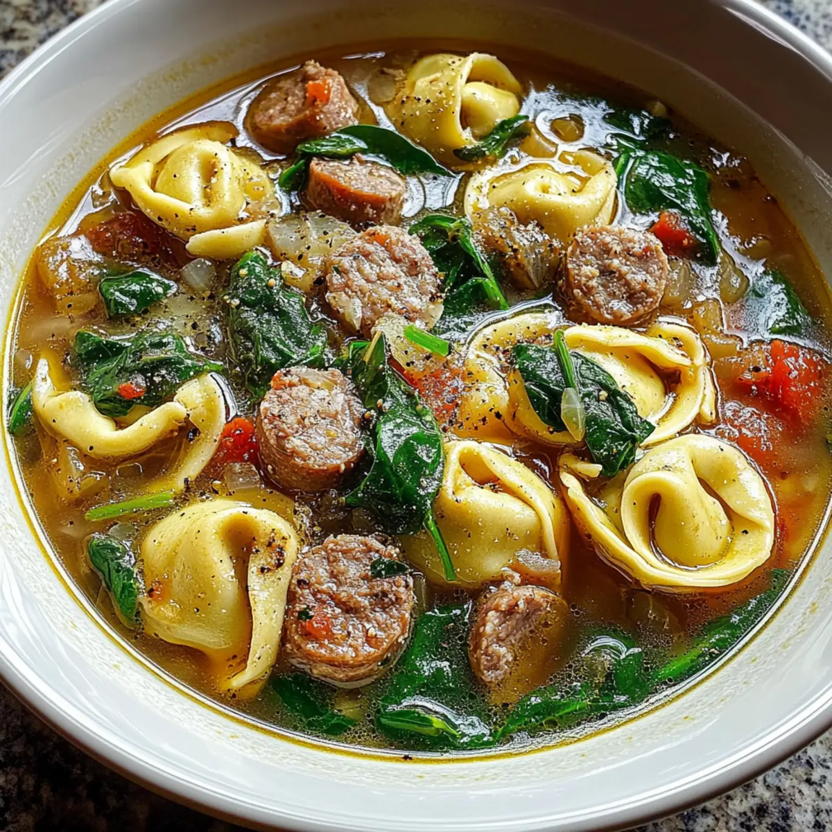 Hearty Sausage Tortellini Soup with Spinach for Cozy Nights