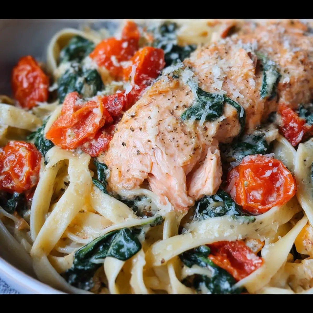 Healthy & Creamy Tuscan Salmon Pasta in Just 30 Minutes