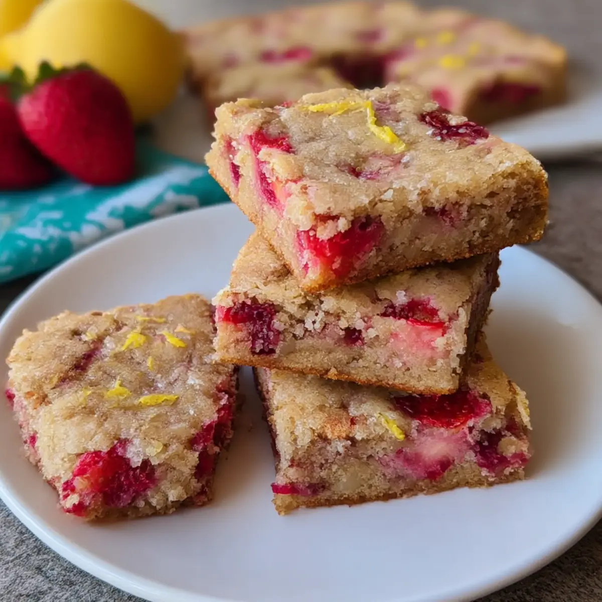 Delightful Easy Moist Lemon Strawberry Blondies for Summer Bliss