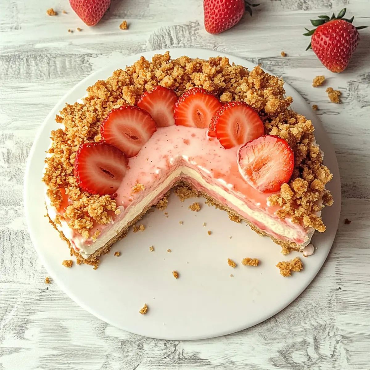 Creamy No Bake Strawberry Crunch Cheesecake for Summer Bliss